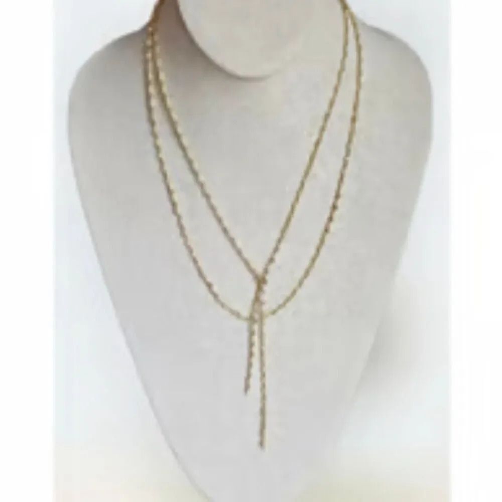 PARK LANE | Whisper Necklace Gold Tone Lariat Doubke Chain Layered Dainty